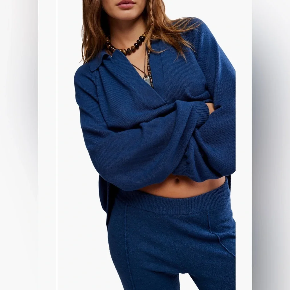 FREE PEOPLE Drea Navy Sweater XS